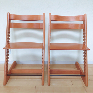 【STOKKE】ストッケ　トリップトラップ　2脚セット　チェリー色　北欧　キッズチェア