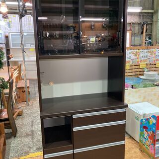 【愛品館市原店】松田家具　スライド扉キッチンボード　【管理IKB006635-104】