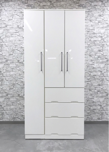 【マルミツ】衣装タンス　収納棚　ホワイト　引き出し3段