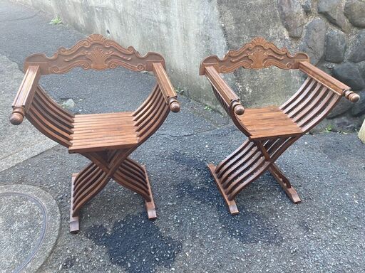 【お値下げ致しました！】サヴォナローラ　イタリア　アンティーク家具　チェア　折りたたみ　美品　売ります。　直接引き取り歓迎！