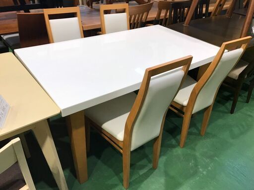 【愛品館八千代店】ダイニング5点セット　白【愛八DN】