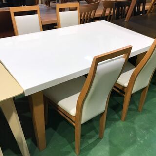 【愛品館八千代店】ダイニング5点セット　白【愛八DN】