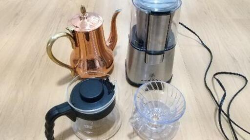 《コーヒー ハンドドリップセット》ラッセルホブス 電動ミル、ハリオ ドリッパー\u0026サーバー、ドリップポット