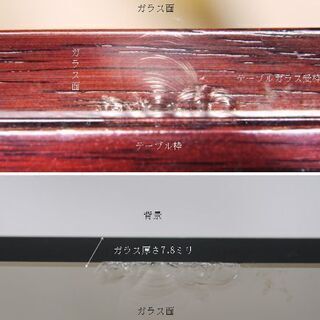 座テーブル ：天ガラス　 高さ３６㎝、幅７５㎝×７５㎝（面取り３．５㎝）の画像