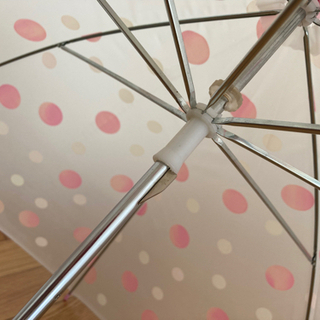 【ビニール傘55㎝】ピンクと白色水玉模様新品未使用品の画像