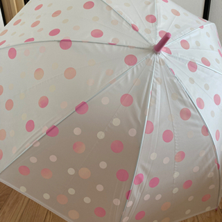 【ビニール傘55㎝】ピンクと白色水玉模様新品未使用品の画像