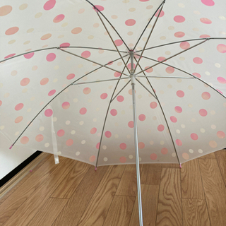 【ビニール傘55㎝】ピンクと白色水玉模様新品未使用品の画像