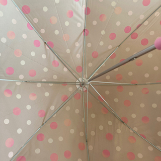 【ビニール傘55㎝】ピンクと白色水玉模様新品未使用品の画像