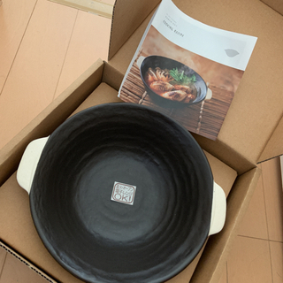 【未使用品】萬古焼　炎の器　二枚　おしゃれなラーメン鉢　土鍋　大皿　遠赤外線効果の画像