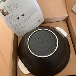 【未使用品】萬古焼　炎の器　二枚　おしゃれなラーメン鉢　土鍋　大皿　遠赤外線効果の画像