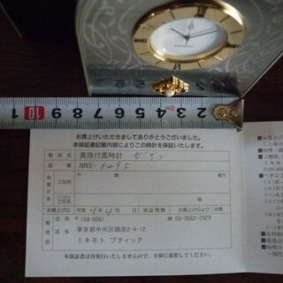 ミキモト製 真珠付置時計ガーデン　品番NNS-529F　値下げ半額　の画像