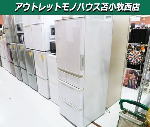 大型冷蔵庫 384L 2014年製 5ドア シャープ SJ-PW38Y プラズマクラスター シルバー 両開き 300Lクラス ファミリーサイズ SHARP 苫小牧西店