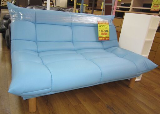 R078 おしゃれ2Pソファクッションタイプ合皮、幅140cm 美品
