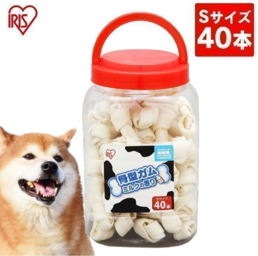 犬用おやつ 骨型ガム ミルク味 ボトル入り 40本 アイリスオーヤマ