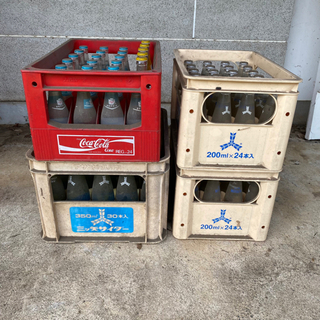当時物☆コカコーラ / 三ツ矢サイダー ケース 箱 瓶 王冠 ヴィンテージ ビンテージ  非売品 バヤリースの画像