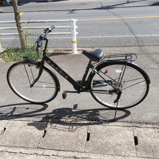 6段階変速ギア付き自転車✨27インチ　黒色✨鍵あり✨当店で防犯登...