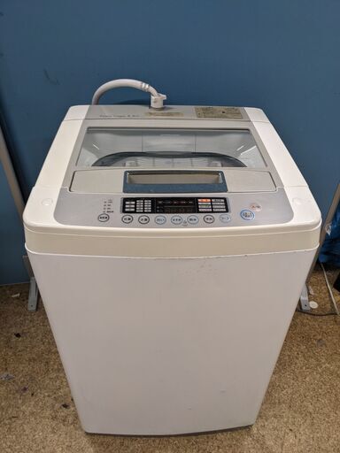 (売約済み)全自動洗濯機 5.5kg LGエレクトロニクス WF-55WSB 2013年製 ステンレス槽 ガラストップ 一人暮らし