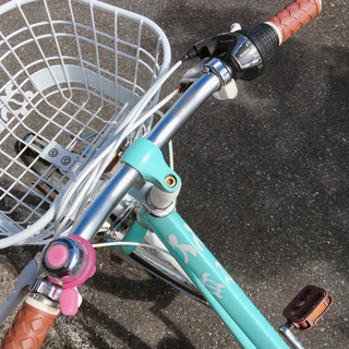 6段階変速ギア付き自転車✨24インチ　ジュニア向けサイズ✨ハワイアンデザイン✨ペールグリーン×ホワイト✨鍵ありタイプ✨中古品の画像