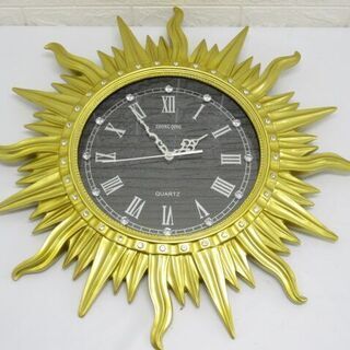 ss2898　未使用品　大きな太陽の掛時計　ゴールド　直径63c...