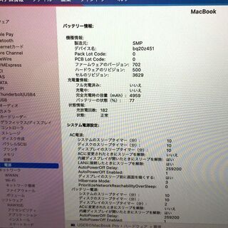 【Macbook】【256GB フラッシュストレージ】（管理番号：2400011075932）の画像