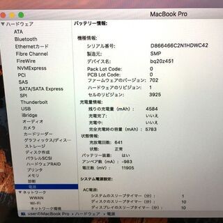 【MacBook Pro】【15.4インチ】【256GB フラッシュストレージ】（管理番号：2400011075925）の画像