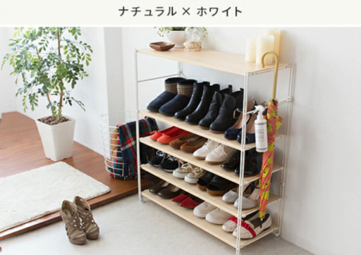 美品★ブーツも可！最大20足★シューズラック、多機能棚　北欧風