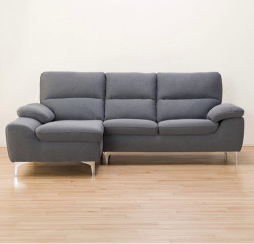 ファブリックローソファ 3人掛け カウチソファ 右カウチ コーナーソファ