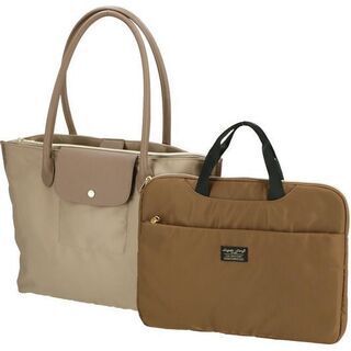 レガートラルゴ　ベージュ　撥水　トート+PCバッグ　軽量　大容量　多ポケットの画像