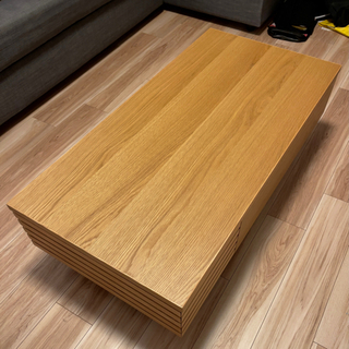 美品！引き出し付き　センターローテーブル　高級 モリタインテリア、オークカラーの画像