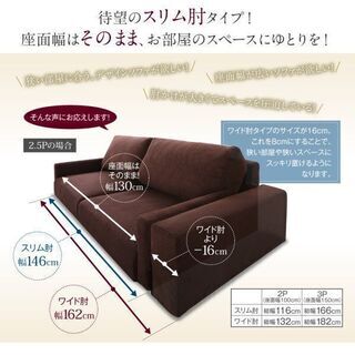 あんしん決済・分割払い可　未使用訳あり　フロアローソファ　2.5人掛け　2.5P　背もたれロータイプ　ワイド肘　アイボリーファブリックの画像