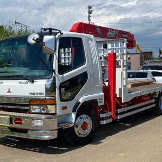 【T-0038】三菱 FK618J ふそうファイター ハイジャッキ セルフローダー 2,000kg ローダー 3段フックインクレーンユニック 車検付き 茨城県の画像