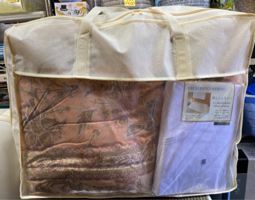 未使用■羽毛掛け布団■シングル■150×210cm■布団カバー付き