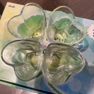 ♡ハートグラス 四葉のクローバーグラス