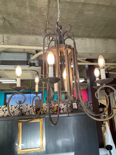 引取限定！美容院 アイアン シャンデリア4点セット