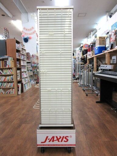 J-AXIS 店舗販促什器 直径38×高143cm 正方形 回転式 ディスプレイ棚 フック付き 店舗什器 スチールラック 札幌 厚別店
