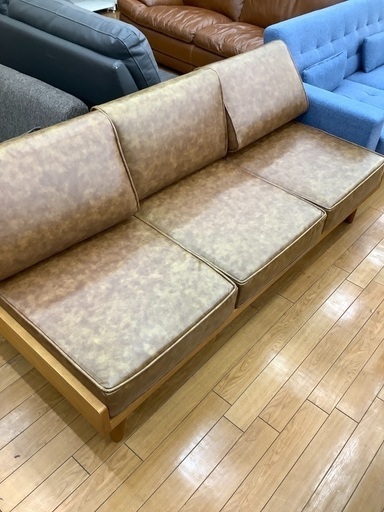 3人掛けソファー　UNICO(ウニコ) ブラウン　レザー　アルベロ　幅180cm 高さ80cm 奥行77.5cm