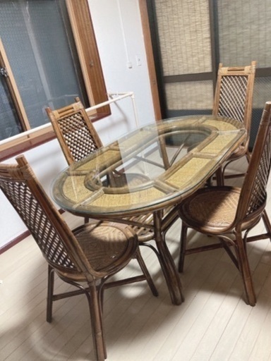 アジアン風　籐家具　ダイニングセット