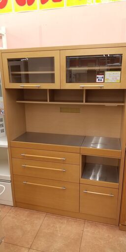 ?お値下げしました?エコー ファニチャー IDC 大塚家具 取扱 レンジボード 2面 キッチンボード　食器棚 天然木
