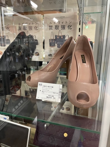 LOUIS VUITTON オープントゥーパンプス　ピンク　24.5cm  替ヒール付