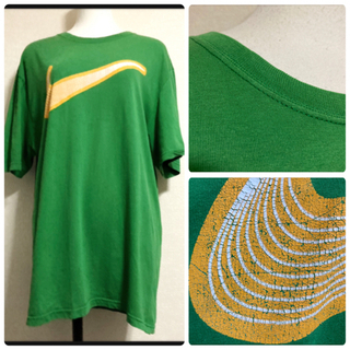 ꒰NIKE꒱ヴィンテージ Tシャツ SWOOSHロゴ マーク緑黄...