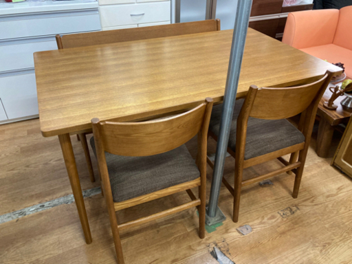 ダイニング4点セット ブラウン 幅140cm 中古
