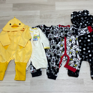 80サイズモコモコロンパースセット