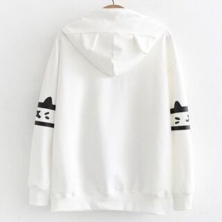 新品Mサイズ 猫好きの方には最適！レディスパーカー 猫プリントカジュアルオールシーズンの画像