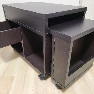 デスク／テレビ台／伸縮、収納付きの画像