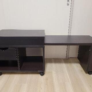 デスク／テレビ台／伸縮、収納付きの画像