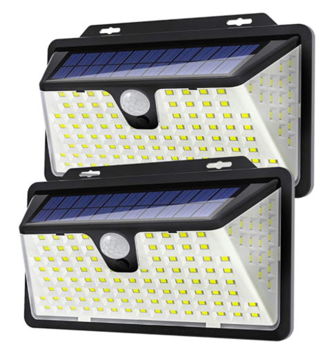 【新品】128LED 2個セットソーラーライト 高輝度センサーライト 3つ点灯モード IP65防水 ガーデンライト 屋外ウォールライト