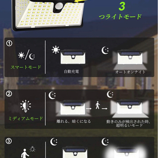 【新品】128LED 2個セットソーラーライト 高輝度センサーライト 3つ点灯モード IP65防水 ガーデンライト 屋外ウォールライトの画像