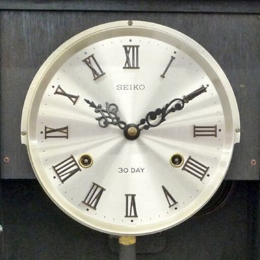 苫小牧市内近郊限定 レトロ SEIKO 4P412 1カ月巻掛時計 ゼンマイ時計 振り子時計 柱時計 ボンボン時計 30DAY セイコ