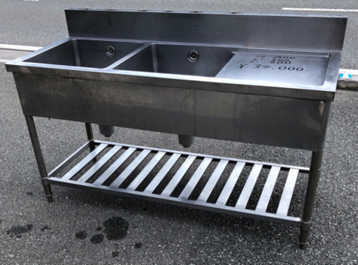⭐︎中古品　2槽水切付シンク　1500×600×800mm 厨房機器⭐︎