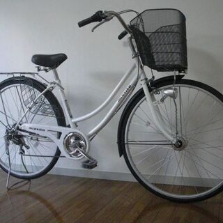 ママチャリ ホワイト 27インチ 6段ギア 自転車（ほぼ新車）mixtiell